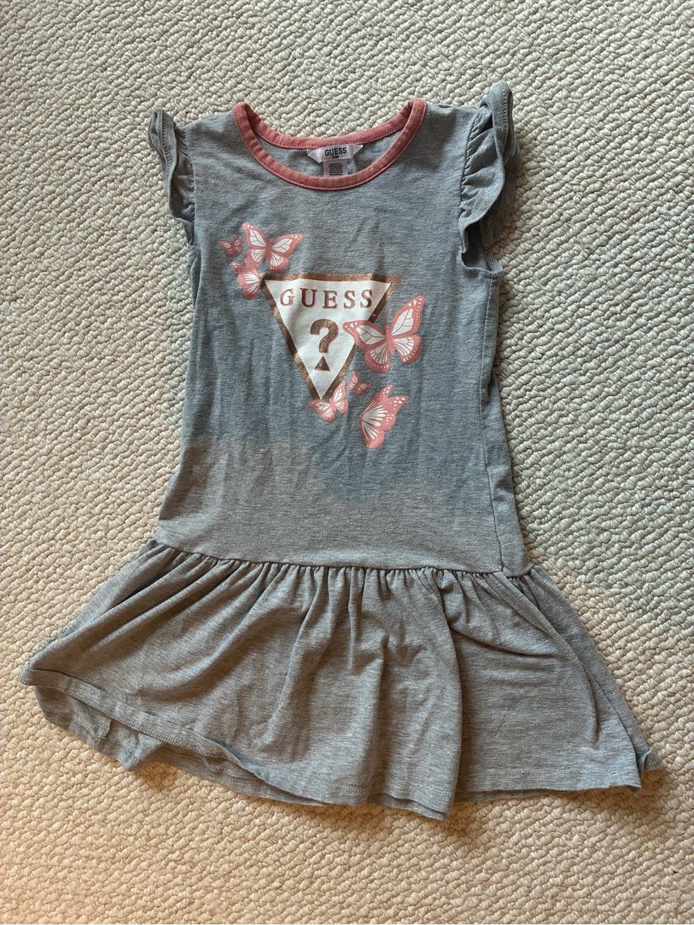 GUESS Gray Dress with Pink Butterfly Logo